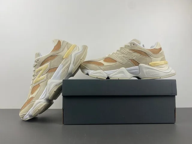 New Balance 9060 Beige Tan Malha Camurça Tênis Chunky 14