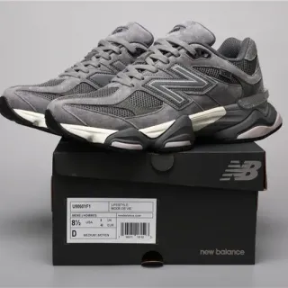 New Balance 9060 灰色网面和麂皮厚底运动鞋