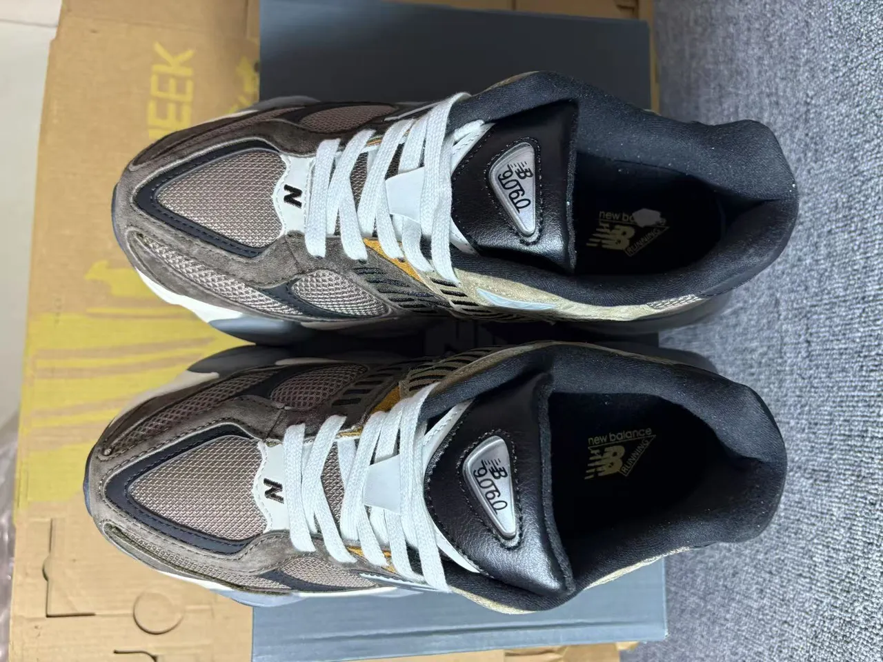 New Balance 9060 Olive Brown Beige Chunky Sneakers 3