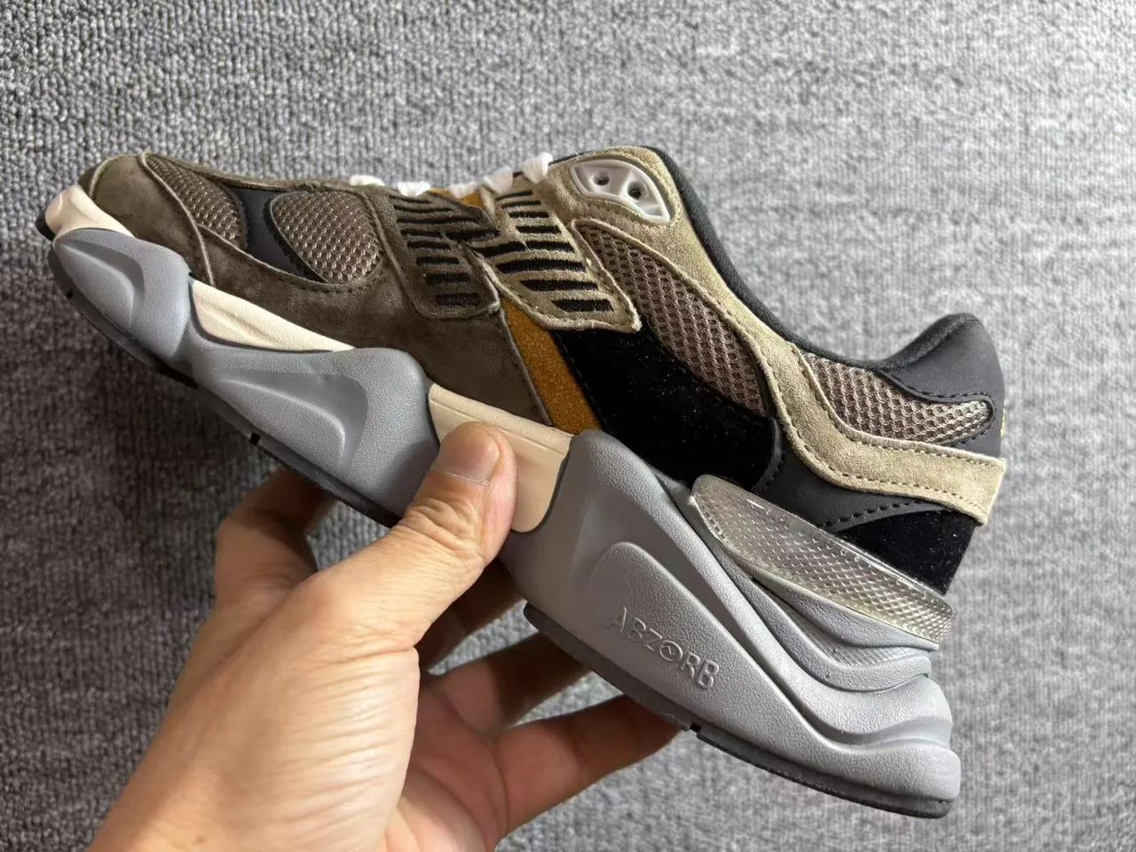 New Balance 9060 Olive Brown Beige Chunky Sneakers 4