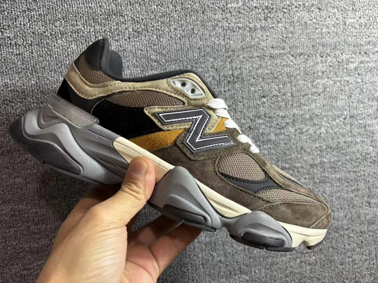 New Balance 9060 Olive Brown Beige Chunky Sneakers 5