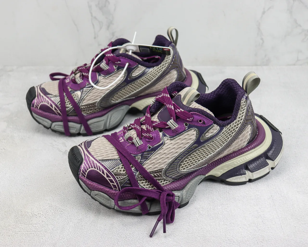 New Balance 9060 Purple Beige Multi-Layered Midsole Mesh And Synthetic Overlay Construction Chunky Sneakers 4