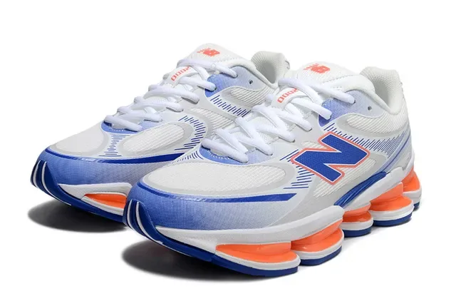 New Balance 9060 White Blue Segmented Orange Midsole Pods Mesh And Synthetic Overlay Upper Chunky Sneakers 2