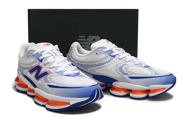 New Balance 9060 White Blue Segmented Orange Midsole Pods Mesh And Synthetic Overlay Upper Chunky Sneakers 5