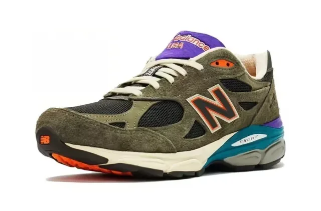 New Balance 990 Olive Green Purple Teal tênis lifestyle 4