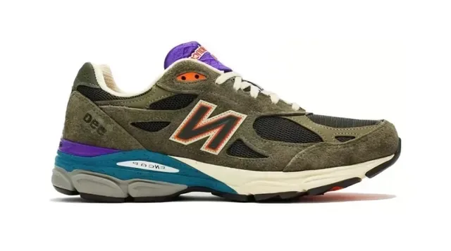New Balance 990 Olive Green Purple Teal tênis lifestyle 5