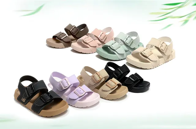 New Balance Black Beige Two-Strap Adjustable Buckle Casual Sandals 3
