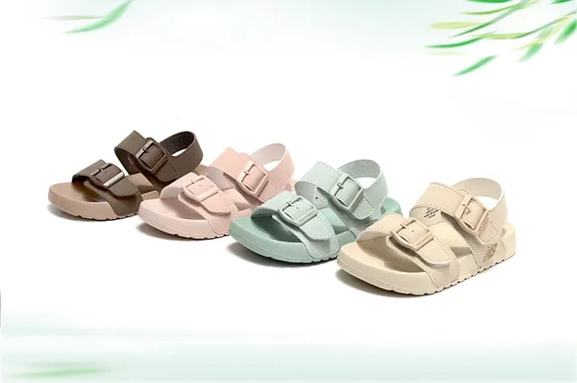 New Balance Black Beige Two-Strap Adjustable Buckle Casual Sandals 4