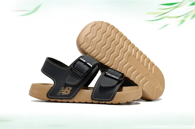 New Balance Black Beige Two-Strap Adjustable Buckle Casual Sandals 8