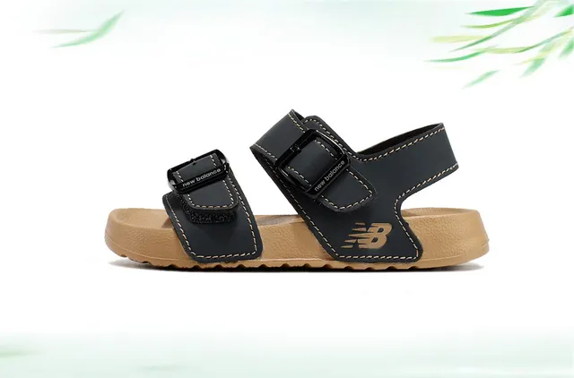 New Balance Black Beige Two-Strap Adjustable Buckle Casual Sandals 9