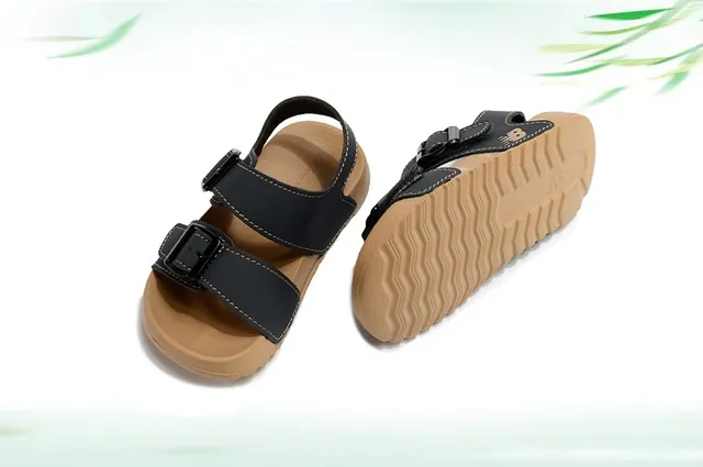New Balance Black Beige Two-Strap Adjustable Buckle Casual Sandals 10