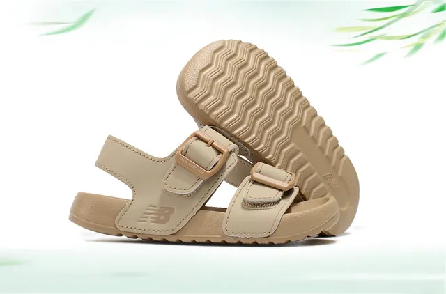 New Balance Black Beige Two-Strap Adjustable Buckle Casual Sandals 16