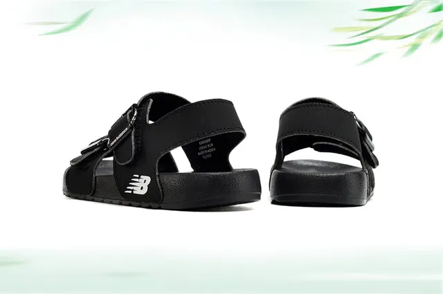 New Balance Black Beige Two-Strap Adjustable Buckle Casual Sandals 17