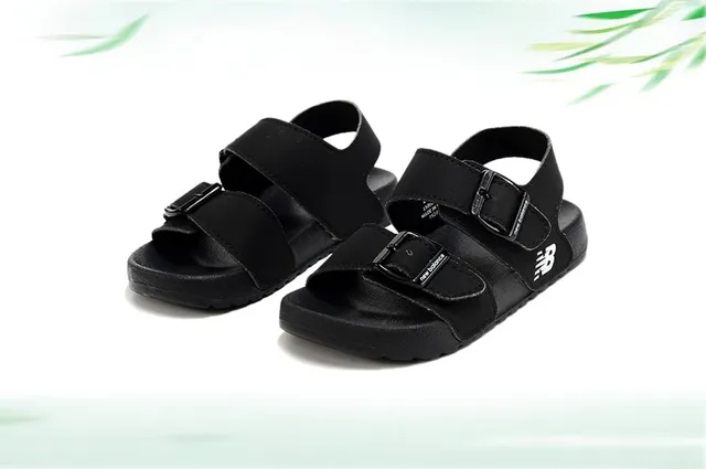 New Balance Black Beige Two-Strap Adjustable Buckle Casual Sandals 18
