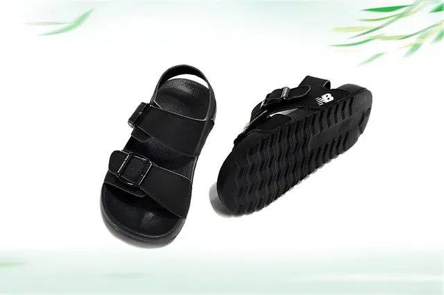 New Balance Black Beige Two-Strap Adjustable Buckle Casual Sandals 19