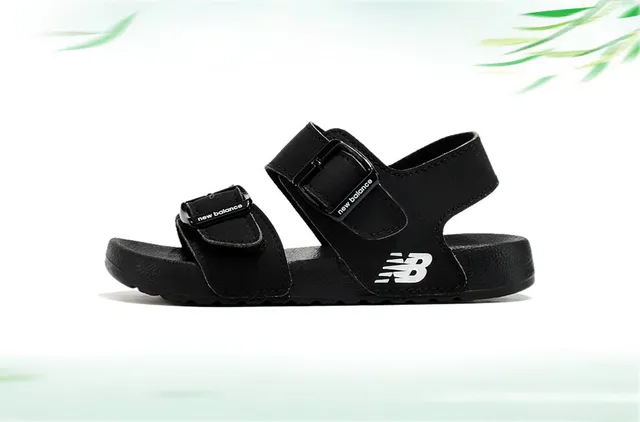 New Balance Black Beige Two-Strap Adjustable Buckle Casual Sandals 20