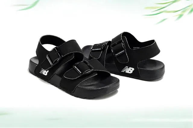 New Balance Black Beige Two-Strap Adjustable Buckle Casual Sandals 22