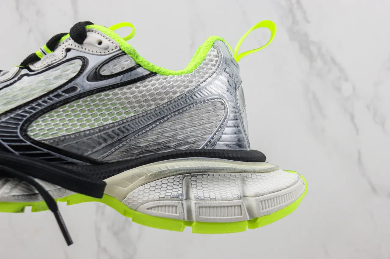 New Balance Gray Yellow Sculpted Midsole Mesh And Synthetic Overlay Construction Chunky Sneakers 7