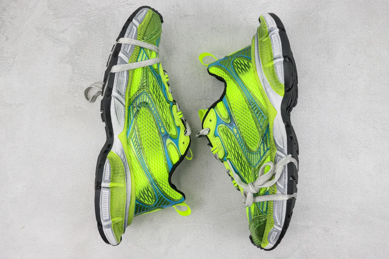 New Balance Green Blue Neon Lime Mesh Upper Cyan Synthetic Overlays Chunky Sneakers 2