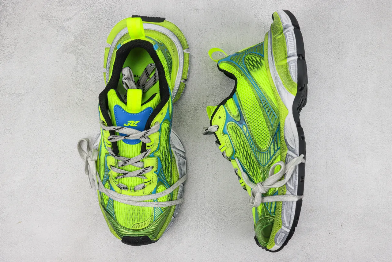 New Balance Green Blue Neon Lime Mesh Upper Cyan Synthetic Overlays Chunky Sneakers 3