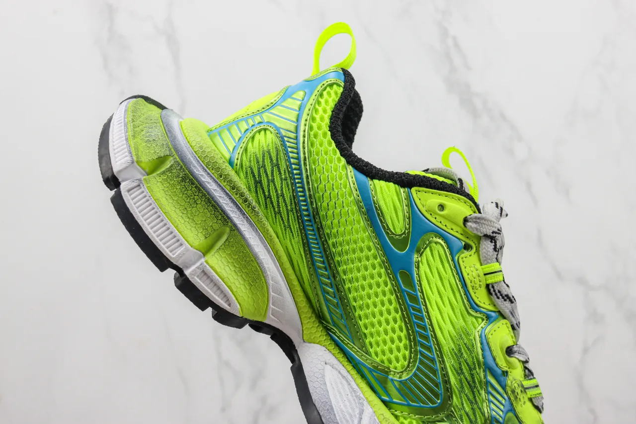 New Balance Green Blue Neon Lime Mesh Upper Cyan Synthetic Overlays Chunky Sneakers 5