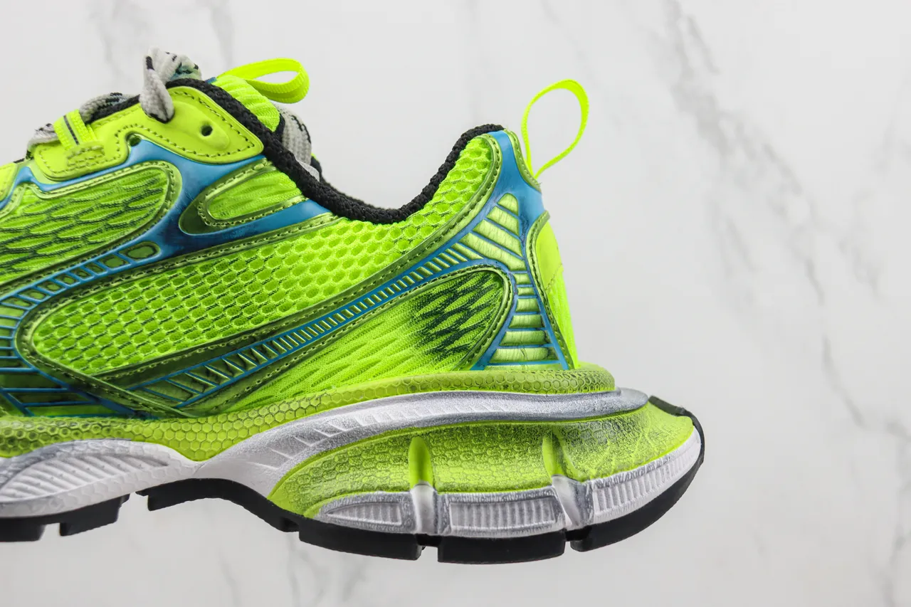 New Balance Green Blue Neon Lime Mesh Upper Cyan Synthetic Overlays Chunky Sneakers 7