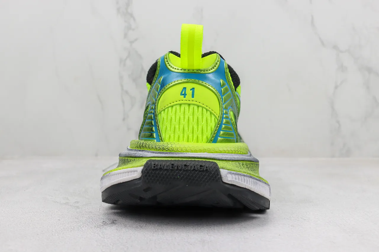 New Balance Green Blue Neon Lime Mesh Upper Cyan Synthetic Overlays Chunky Sneakers 9