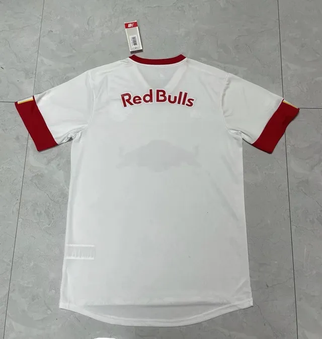 New Balance RB Leipzig قميص كرة القدم الأبيض مع إطار أحمر 2
