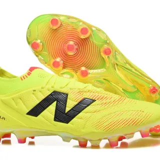 New Balance Tekela 黄色橙色 低帮针织领 不对称系带 钉地足球鞋