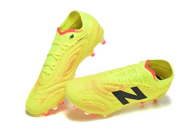 New Balance Tekela 黄色橙色 低帮针织领 不对称系带 钉地足球鞋 2
