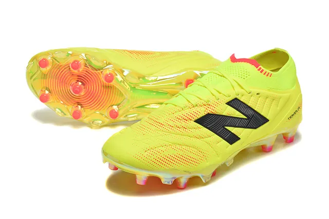 New Balance Tekela 黄色橙色 低帮针织领 不对称系带 钉地足球鞋 6