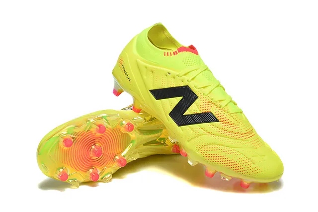 New Balance Tekela 黄色橙色 低帮针织领 不对称系带 钉地足球鞋 7