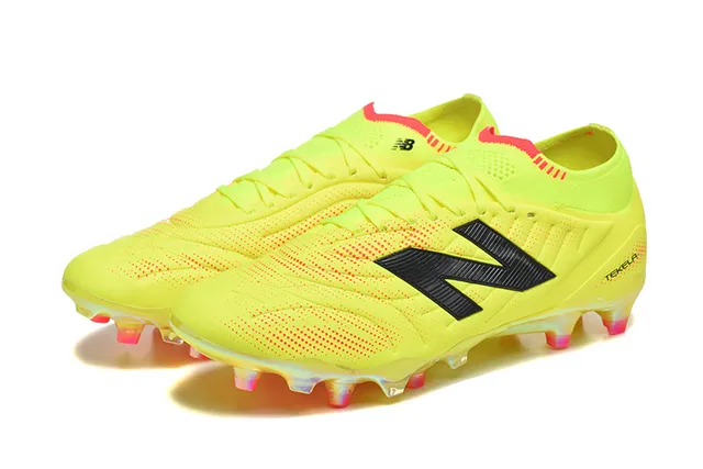 New Balance Tekela 黄色橙色 低帮针织领 不对称系带 钉地足球鞋 8