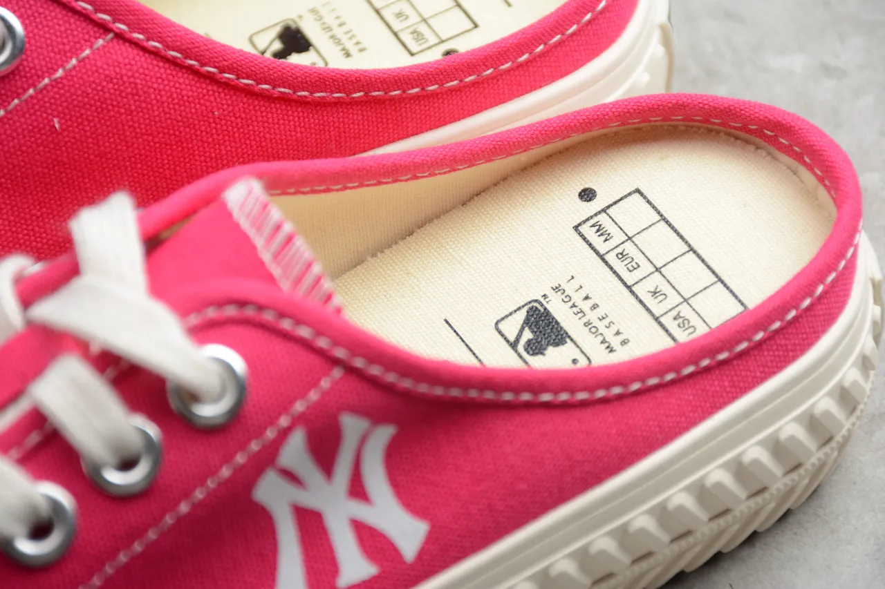 New Era NY Logo Mule Pink Beige Slip-On Sneaker Canvas Shoes 13