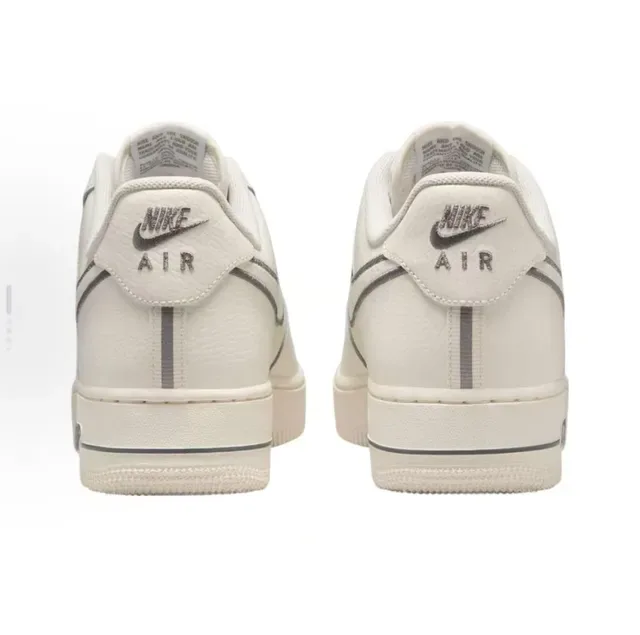 Nike Air Force 1 বেইজ গ্রে লো-টপ পারফোরেটেড টো লাইফস্টাইল স্নিকার্স 3