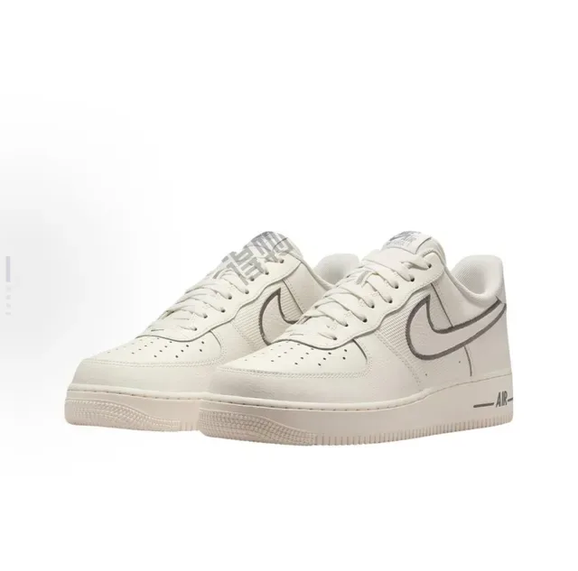 Nike Air Force 1 বেইজ গ্রে লো-টপ পারফোরেটেড টো লাইফস্টাইল স্নিকার্স 5