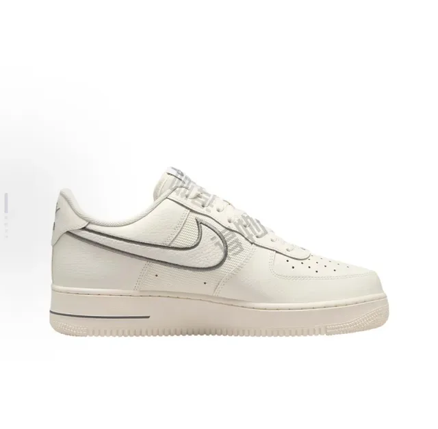 Nike Air Force 1 বেইজ গ্রে লো-টপ পারফোরেটেড টো লাইফস্টাইল স্নিকার্স 6