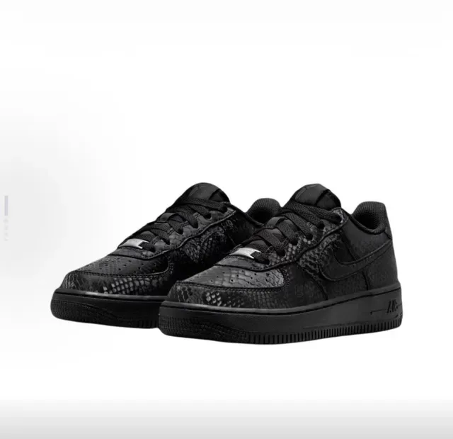 Nike Air Force 1 Monochrome Black Snakeskin Texture Lifestyle Sneakers 5