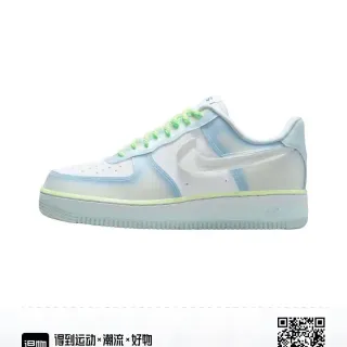 Nike Air Force 1 أبيض أزرق فاتح نيون ليم حذاء رياضي لايف ستايل