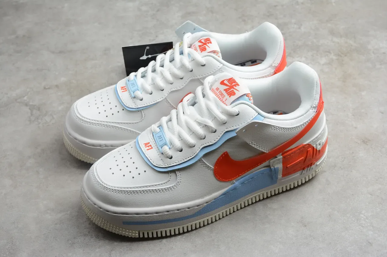 Nike Air Force 1 White Orange Blue Lifestyle Sneakers 11