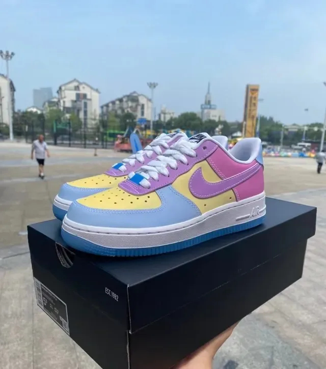 Nike Air Force 1 أبيض باستيل لافندر أخضر فاتح أزرق أسلوب حياة حذاء رياضي 2