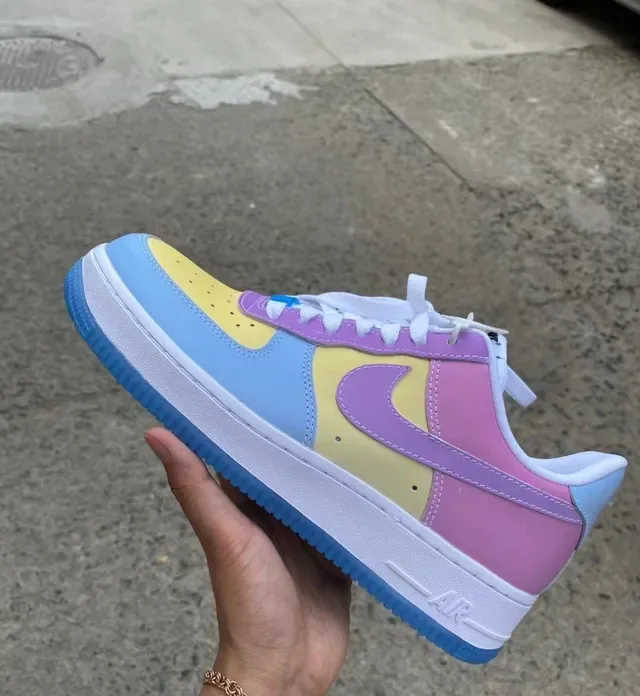 Nike Air Force 1 أبيض باستيل لافندر أخضر فاتح أزرق أسلوب حياة حذاء رياضي 3