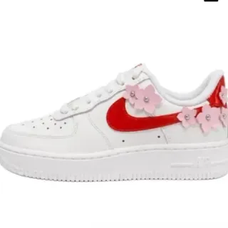 耐克 Air Force 1 白色 红色 粉色 花卉 生活方式 运动鞋