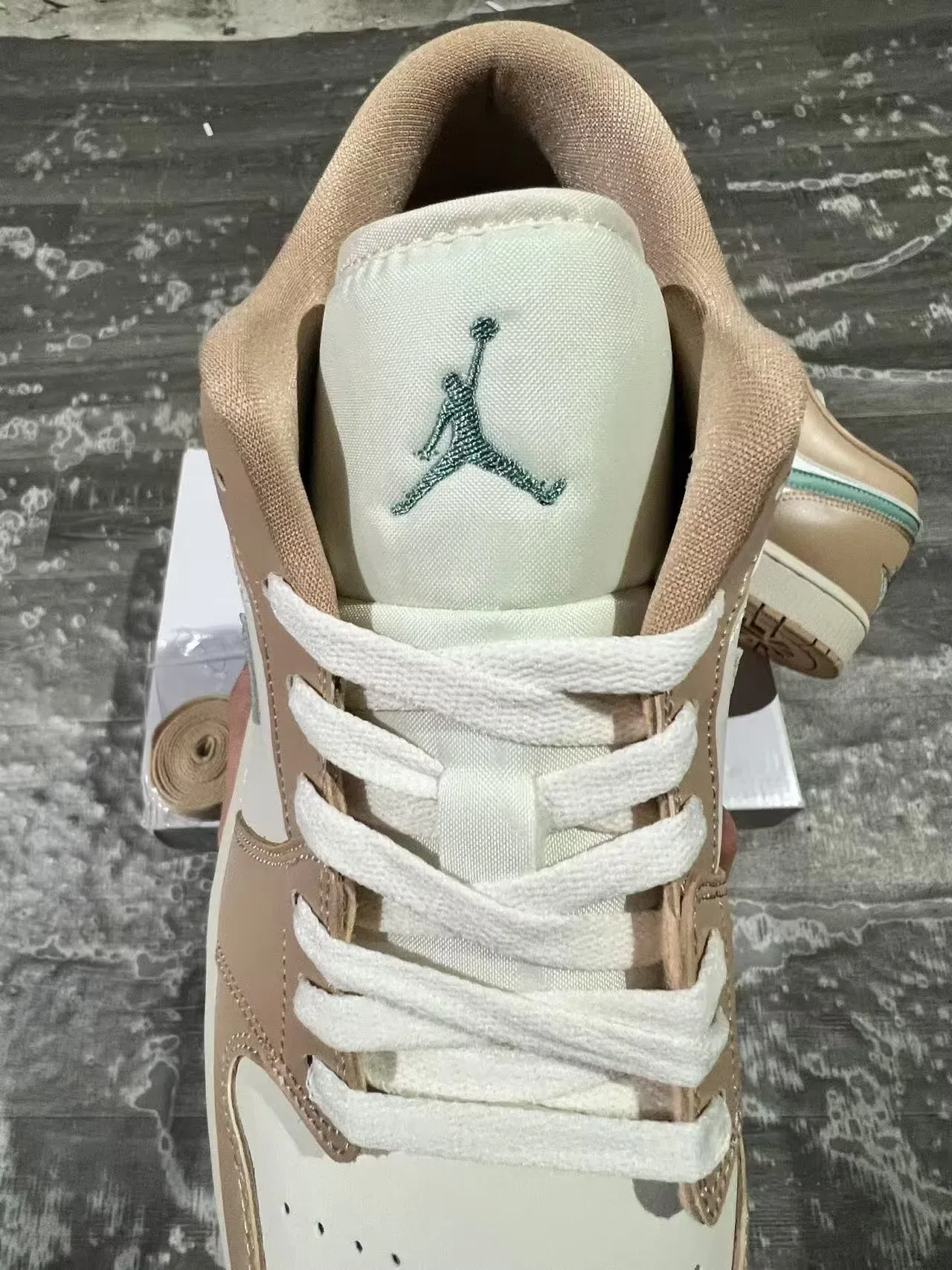 Nike Air Jordan 1 Low Beige and Mint Green Lifestyle Sneakers 4