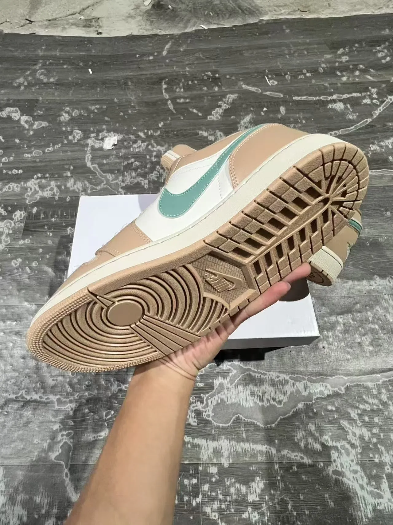 Nike Air Jordan 1 Low Beige and Mint Green Lifestyle Sneakers 6