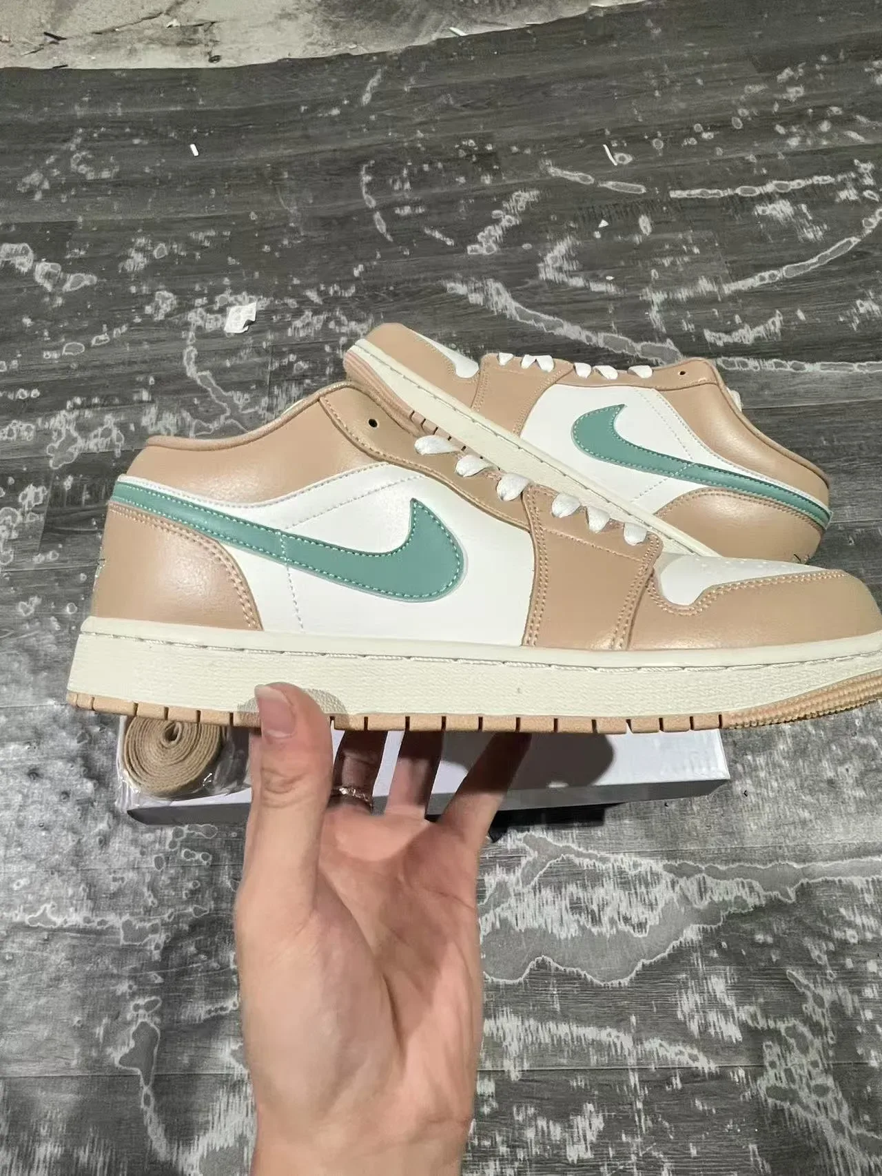 Nike Air Jordan 1 Low Beige and Mint Green Lifestyle Sneakers 7