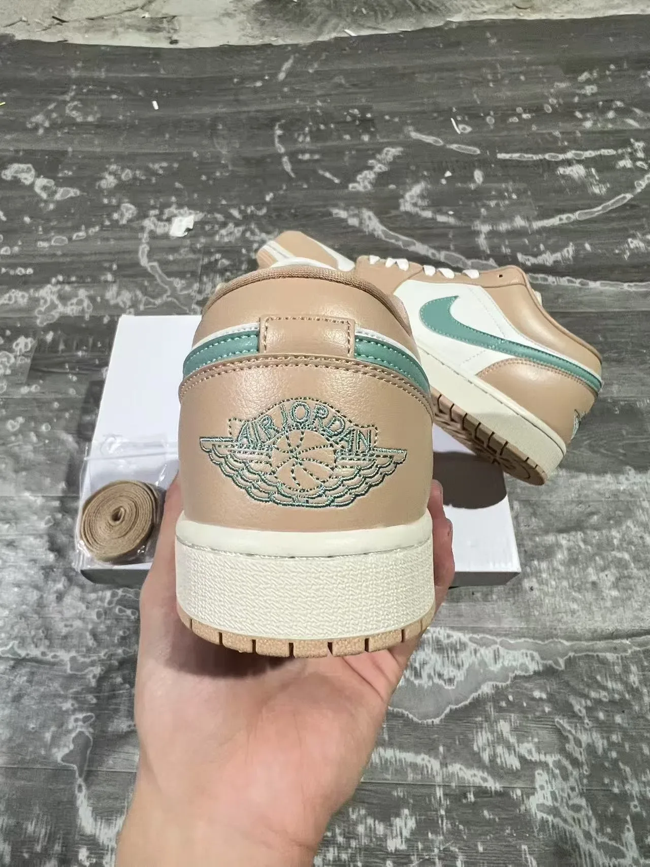 Nike Air Jordan 1 Low Beige and Mint Green Lifestyle Sneakers 8
