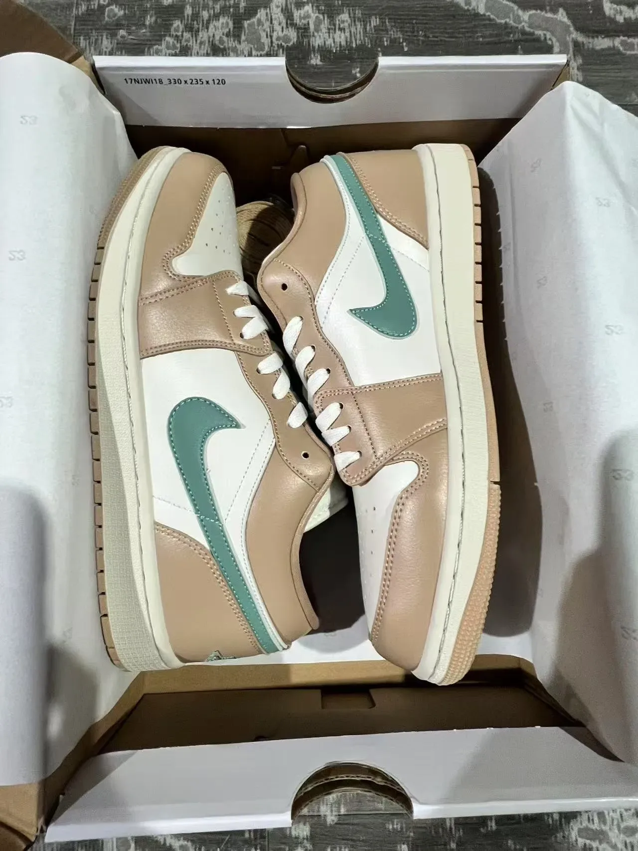 Nike Air Jordan 1 Low Beige and Mint Green Lifestyle Sneakers 9