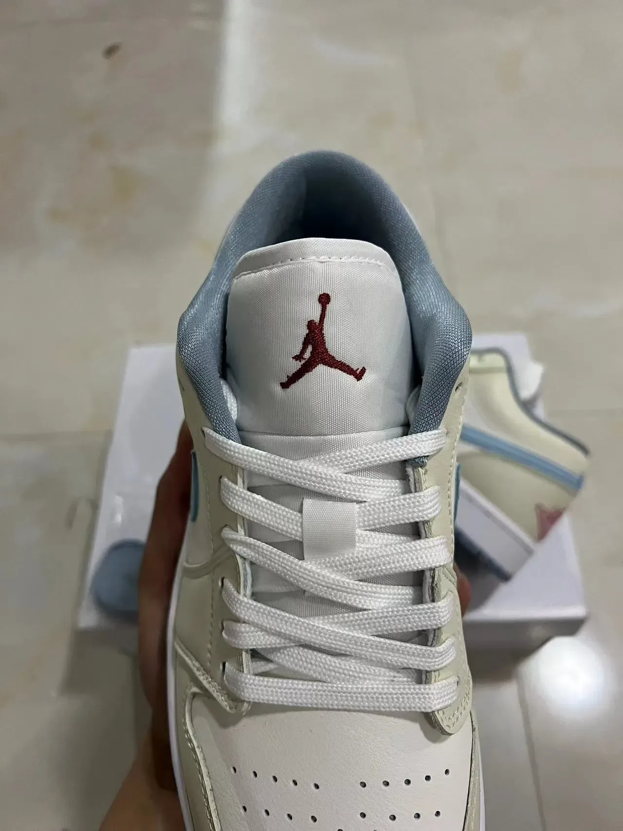 Nike Air Jordan 1 Low Light Blue and Cream Lifestyle Sneakers 3