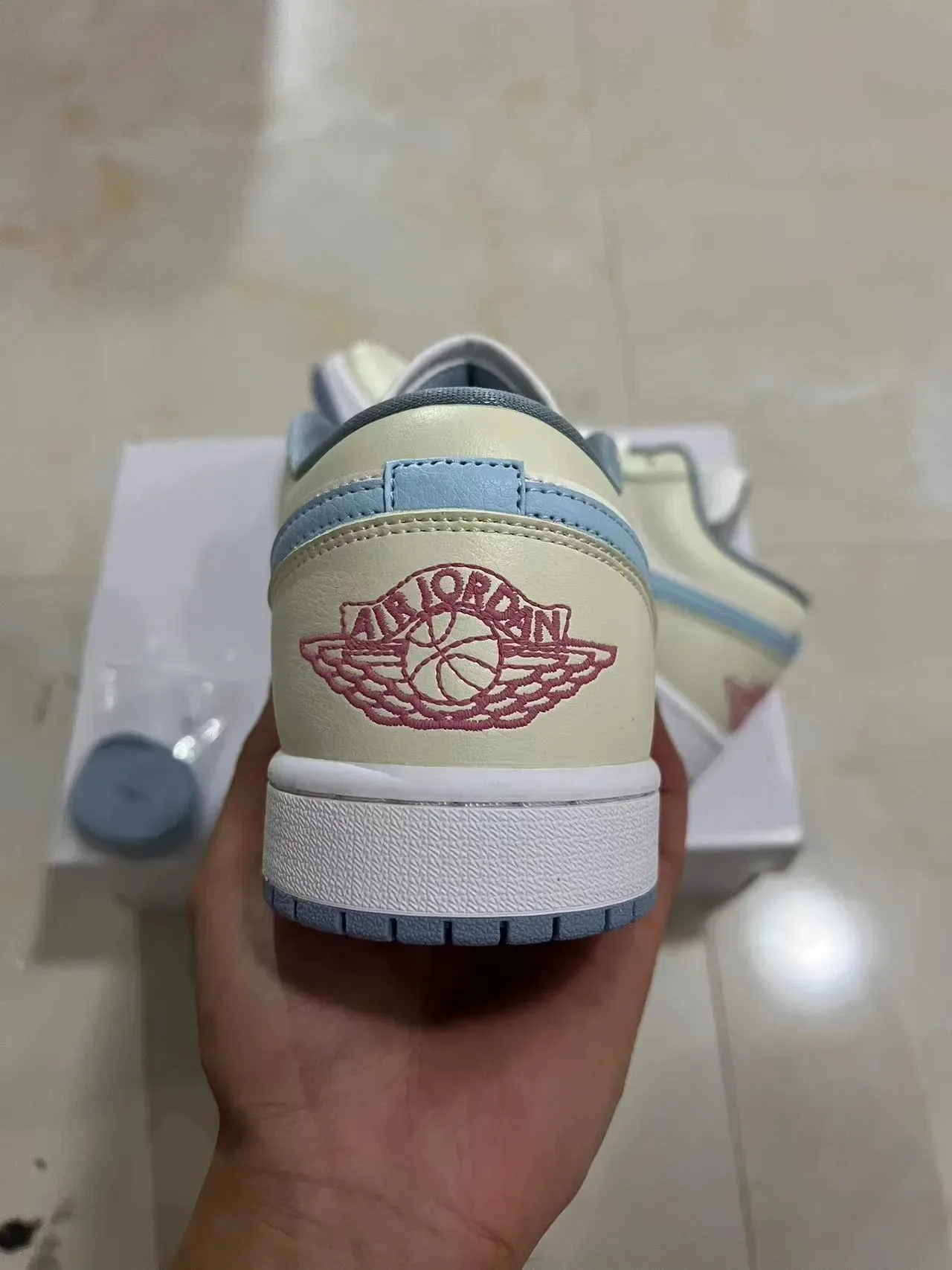 Nike Air Jordan 1 Low Light Blue and Cream Lifestyle Sneakers 7